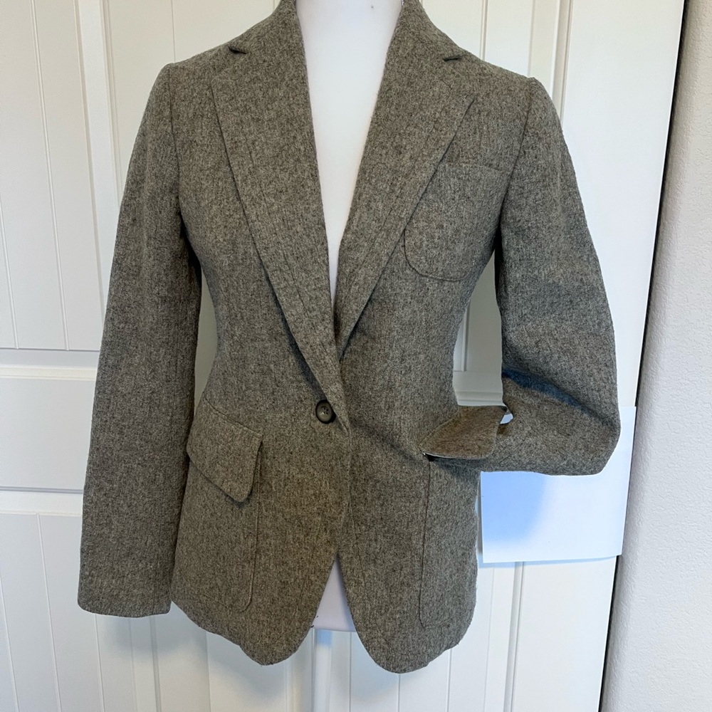 GAP Gray Blazer Wool Blend Lined Outside & Inside Pockets Button Closure Sz 0